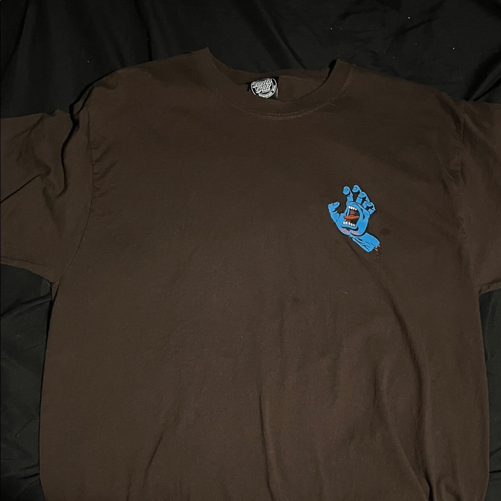 Santa Cruz Skateboards Brown Tee with Blue Graphic